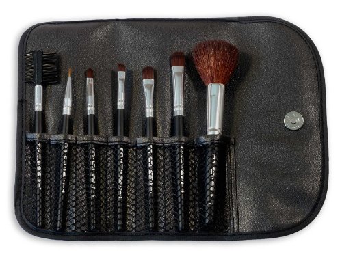 MASH 7pc Studio Pro Makeup Make Up Cosmetic Brush Set Kit w/ Leather Case - For Eye Shadow, Blush, Concealer, Etc (7pc Travel Set)