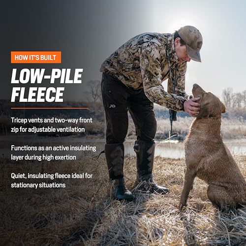 Image of First Lite Men's Challis Fleece - Windproof Soft Shell Camo Hunting Jacket, Hoodless Thermal Layer Hunting Gear For Men