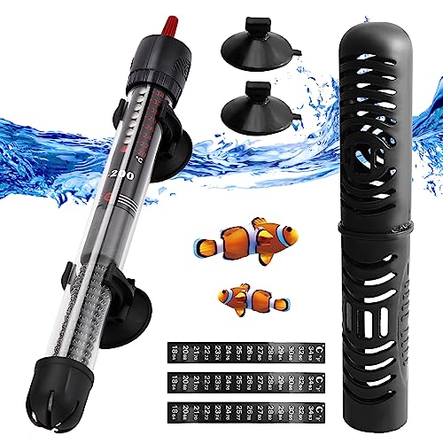 Silkwish Aquarium Heizung 50W 60L, Thermostat, Heizstab Einstellbar, Heizer mit Saugnäpfen, Aquariumheizer, Regelheizer, Einstellbare Temperatur Aquarienheizer für Fischtanks, Thermometer