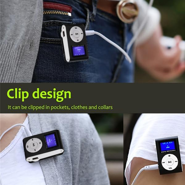 Miniatura 5 de Reproductor de MP3 con clip, reproductor de música digital sin pérdidas, mini reproductor de música MP3 portátil, clip trasero, pantalla LCD,