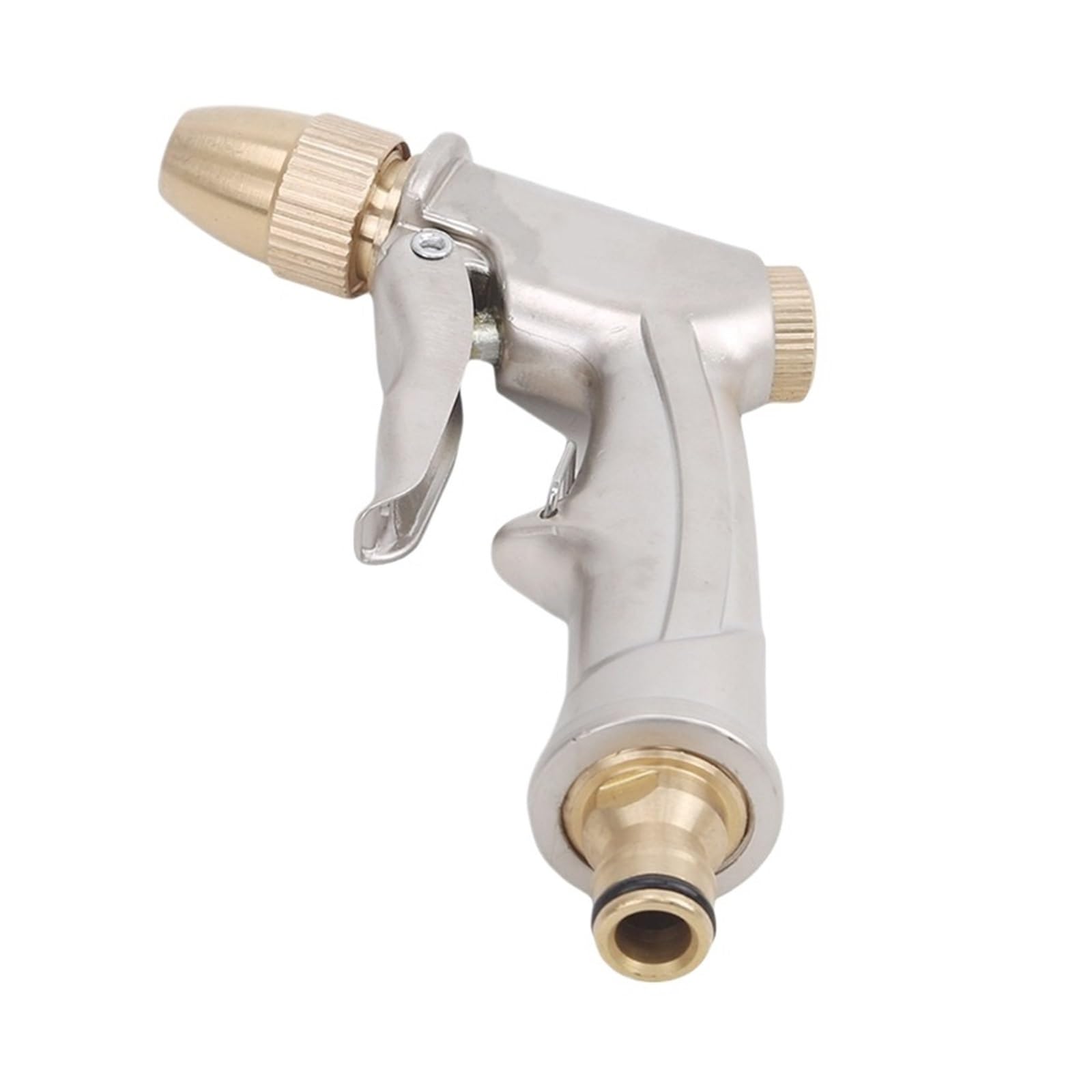 Pistolet d'arrosage avec embout multi-jets, Mousse de lavage voiture jardin argentée d'eau à haute pression en métal réglable portative 17.5x9.5cm