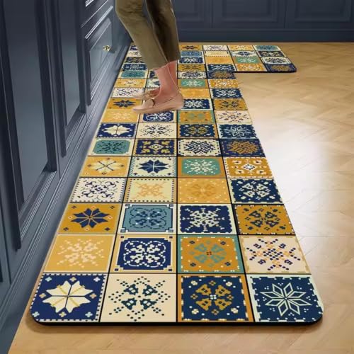 Image of MAXOSHINE Kitchen Mats for Floor Anti Slip Waterproof Feet Comfort Kitchen Runner Floor Mat Standing Desk Mat Floor Mats for Kitchen (120 * 40cm, 60 * 40cm) Set of 2
