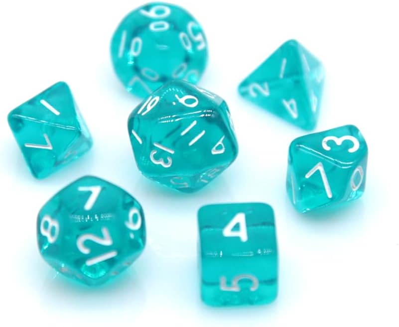 HS Dice Mini Transparent Polyhedral Dice Set for Dungeons and Dragons RPG MTG Table Games D20 D12 D00 D10 D8 D6 D4 (Small Clear Blue)