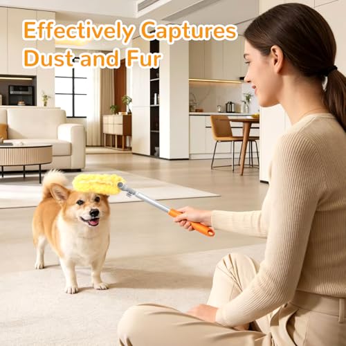 Image of 6 ft Long Handle Extendable Duster with 50 Refills for Swiffer Duster, Heavy Duty 360 Microfiber Dusting Kit for High Ceilings, Ceiling Fans, Tall Windows, and Hard-to-Reach Areas