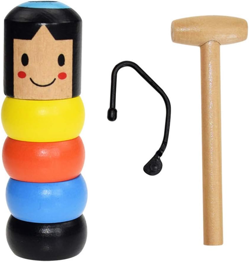 Mingkai Interesante juguete mágico, pequeño hombre de madera, que