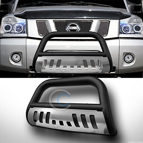 R&L Racing Matte Black Bull Bar Bumper Grill Grille Guard Chrome Skid Fits Compatible With 2004-2014 Nissan Titan/Armada #TOP3