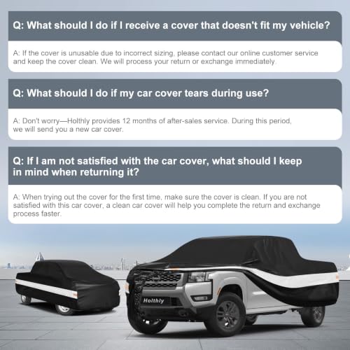 Image of 10 Layers Truck Cover Waterproof All Weather Custom Fit Nissan Frontier(2021-2026) King /Crew Cab Short Bed, Outdoor Full Exterior Pickup Car Cover Sun Rain Snow Ice Protection. Black