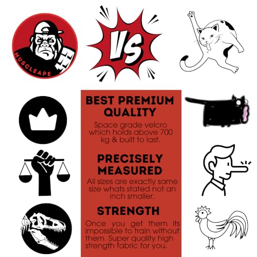 Image of Muscleape Wrist Wraps for Gym | SuperFabric Strength Support Straps for Heavy Lifting, CrossFit & Powerlifting | Adjustable Compression Wrist Support for atheletes- Superb Workout Wrist Stability & Protection. (DaddyKong-Red, 14 Inches)