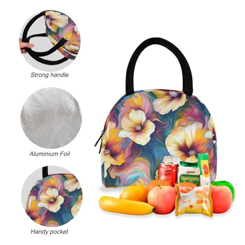 Backpack Lunch Box Set Large Capacity Travel Backpacks and Insulated Lunch Bag for Commute Hiking Picnic Aesthetic Floral Print4