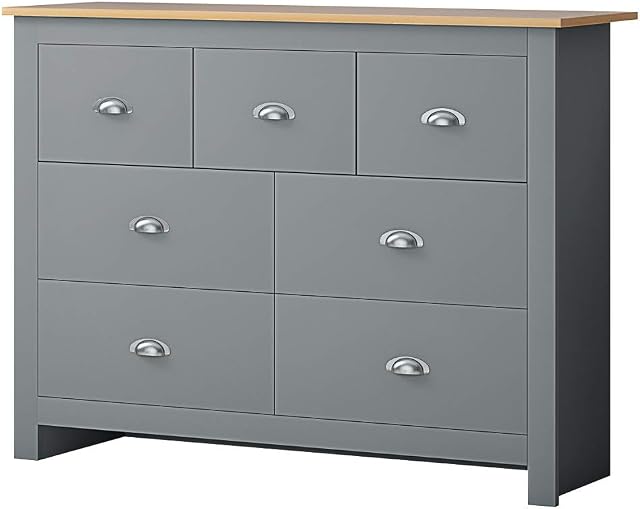 FWStyle Drawer Chest, Engineered Wood, Grey, 40 x 109 x 80 cm