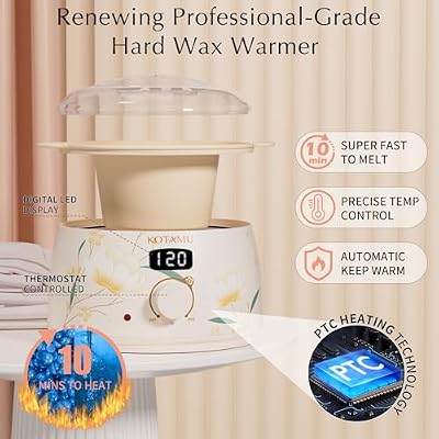 KOTAMU Waxing Kit for Women & Men, Wax Warmer for Hair Removal, Digital Wax Kit with Silicone Pot,Ideal for Face Eyebrow Arm Legs Armpit &Sensitive Skin, Bloomy Waxing Machine for Home Salon Use