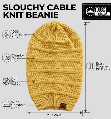 Image of Tough Headwear Slouchy Oversized Beanie Hat - Warm Winter Hats for Women - Stretch Fit Mens Beanie