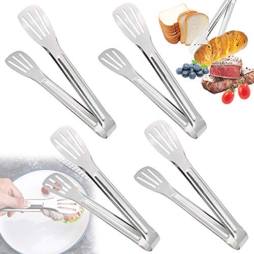 4 Pcs 9 Inch Stainless Steel Serving TongsBread TongKitchen Cooking Tongs for SaladToastBuffetSandwishBBQFrying