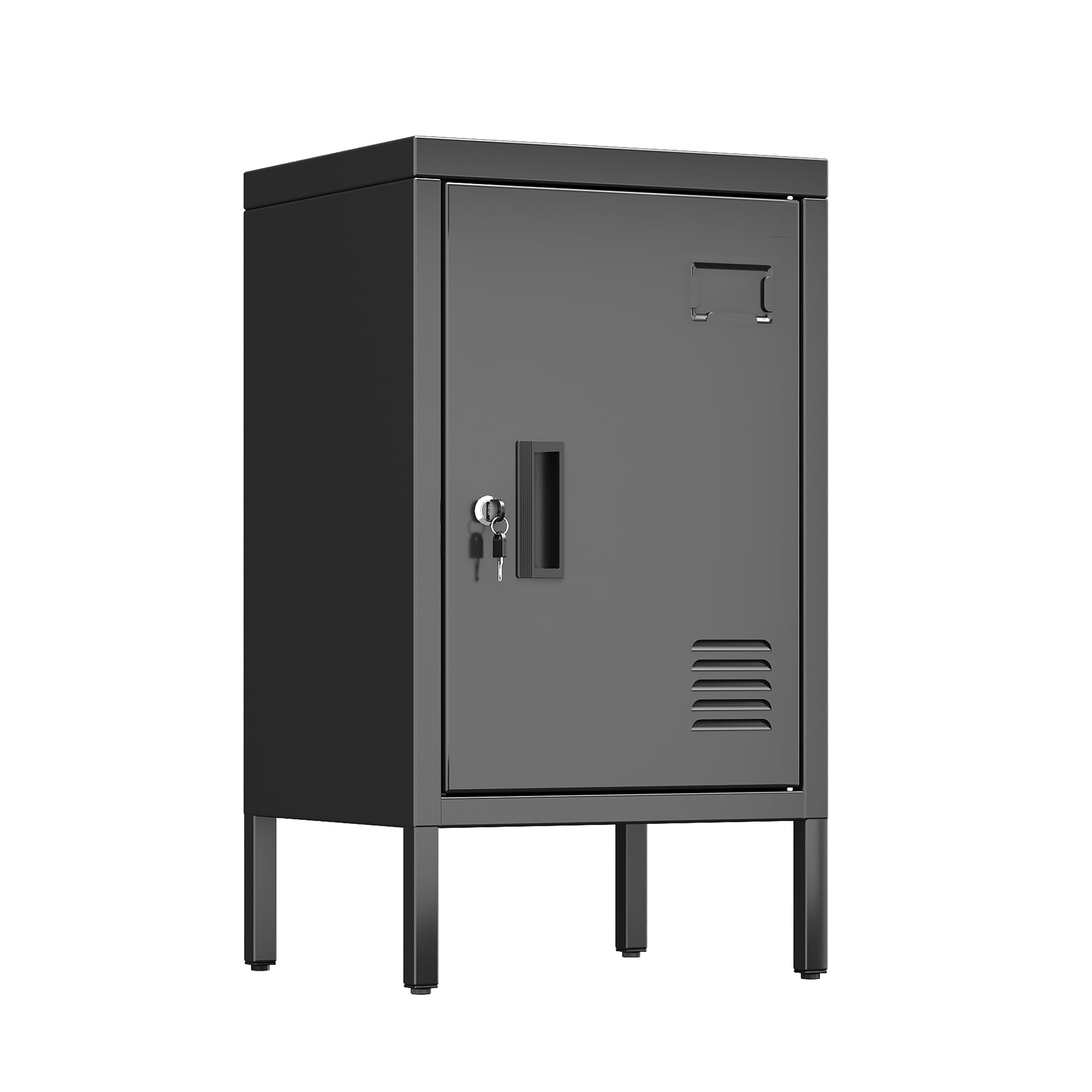 Aobabo 24.4" H Metal Locker Storage Cabinet with Lock,1 Doors Storage Cabinet with Adjustable Leveling Foot and Adjustable Shelves, Lockers for Home, Office, Assembly Required, Black