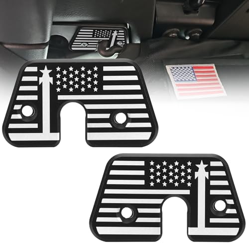 ADTOPI Aluminum Sun Visor Repair Kit for Jeep Sun Visor Clips Compatible with Jeep Wrangler JK 2018 & JL 2018-2023 & Gladiator 2020-2023, Upgrade Replacement Parts US-Flag, 2PCS