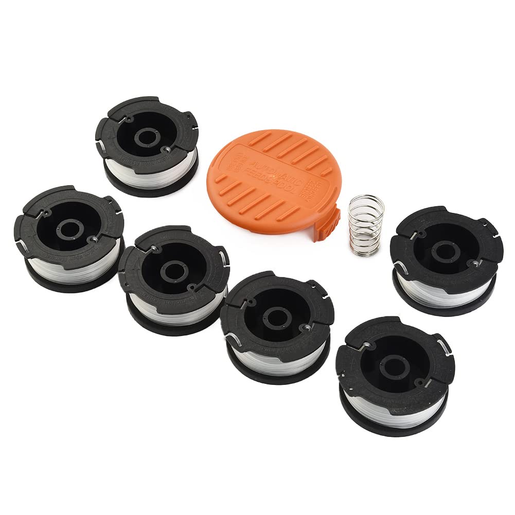 Zhanhai 6 Trimmer Spool Line & 1 Spool Cover Fits For Black and Decker GL280 GL230 GL340 GL425 GL430 GL530 GL540 Grass Trimmers Replacement Parts