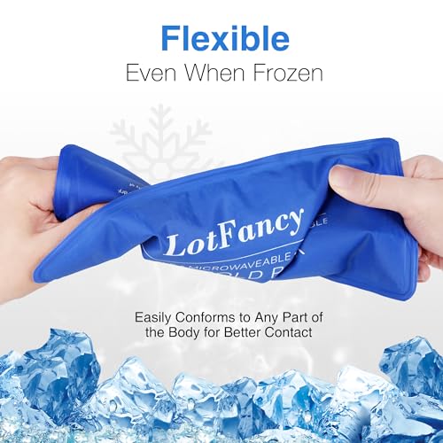 image for LotFancy Reusable Gel Ice Pack Wrap, 2 Gel Packs with Cover, Hot Cold 