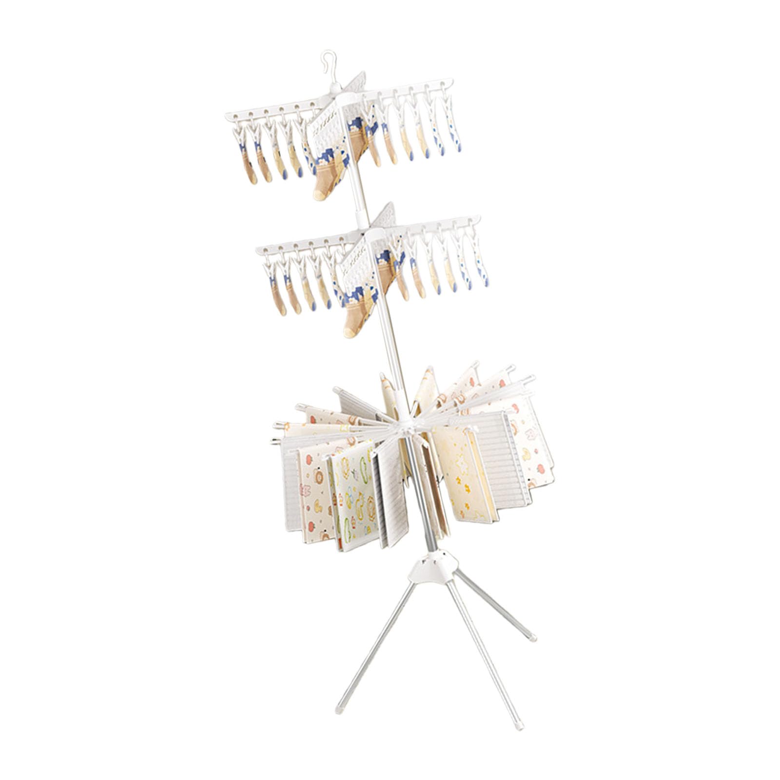 Kaeltsyn Multiple Functional 3 Rank Pliable Drying Rack Constructed of Rustless Includes Disks for Easy Motion and Fasteners for Addons Home Drying Rack
