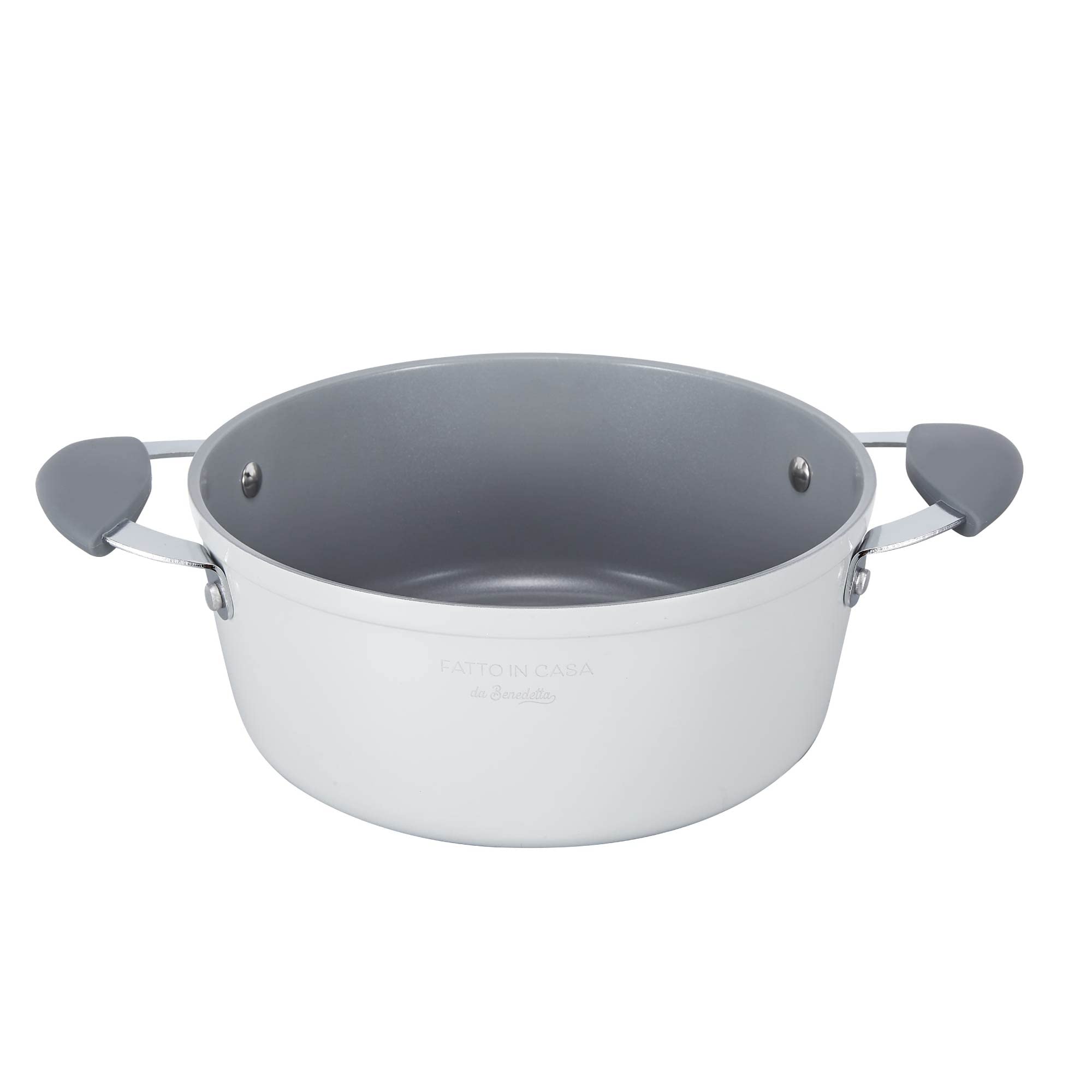 Fatto in Casa da Benedetta Casseruola Antiaderente (Ø 24 cm) in Alluminio 100% riciclabile con Coperchio in Vetro – Adatta anche per Induzione, Non contiene Metalli pesanti (Colore Grigio)