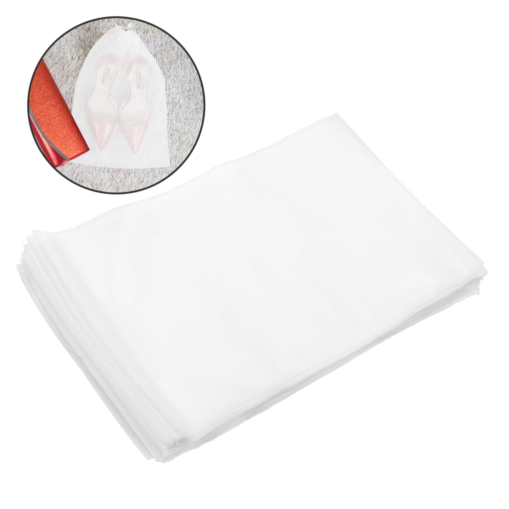 LIFKOME Sacchetti per Scarpe da Viaggio Resistenti e Facili da Identificare Non Tessuto 50 Pezzi Bianco Sacchetti Antipolvere Coulisse per Casa e Viaggio