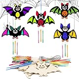 8 Halloween Deko Basteln Ideen für gruselige Feiern 18 Moosono Halloween Fledermaus Windspiel Bastelset Basteln Kinder, halloween bastelset kinder, Holz Bastelhandwerk zum Bemalen, Bat Holzbastelset Klangspiel Kreativsets für Mädchen Junge(9 Stück)…