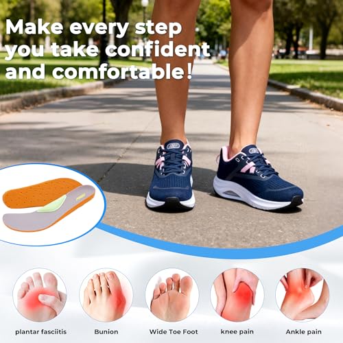 Image of PERSOUL Wide Toe Box Walking Shoes Women Arch Support Tennis Orthotic Sneakers for Plantar Fasciitis Flat Feet Pain Relief US Size 6-11