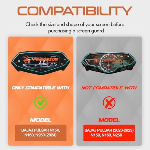 Image of 9H Unbreakable Screen Protector compatible with Bajaj Pulsar N150, N160, N250 || Digital Instrument Cluster Protector | Speedometer Display Protector | Anti-Scratch | Perfect Fit | [Not Tempered Glass] (Pack of 2)