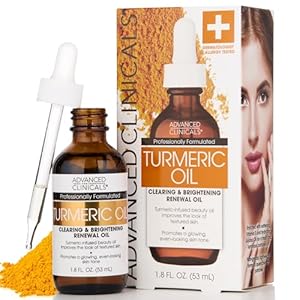 Advanced Clinicals Turmeric Oil Serum For Face | Facial Skin Care Serum With Jojoba + Coconut Oil To Improve Appearance Of Dark Spots & Uneven Skin Tone | Antioxidant Dry Skin Moisturizer, 1.8 Fl Oz