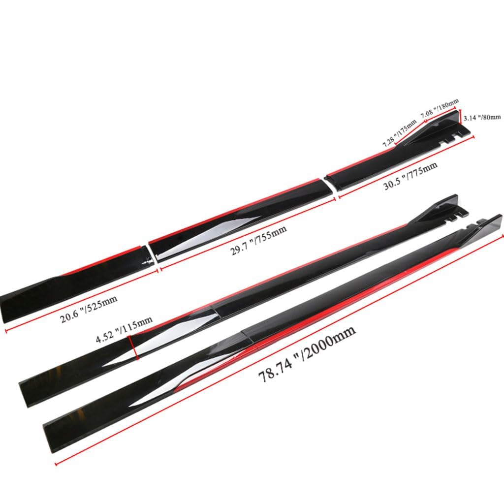 Minigonna Laterale Auto per Alfa Romeo Giulia Stelvio Mito Giulietta Tonale 147 156 159, Splitter Lip, Spoiler per Minigonne Laterali, Plastica, Vernice Lucida, Colore A