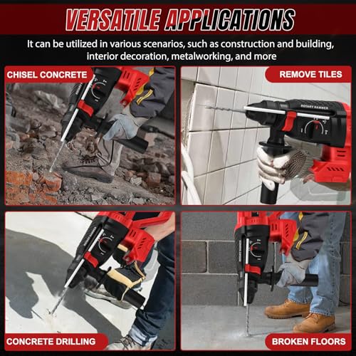 Cordless Rotary Hammer Drill Compatible with Milwaukee 18V Battery(No Battery), Brushless SDS-Plus Hammer Drill, 3 Joules Impact Energy, 360°Auxiliary Handle thumbnail 8