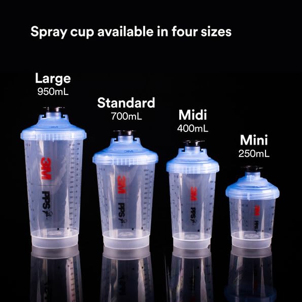 Image of 3M PPS Series 2.0 Vented Spray Cup Kit, Mini, 26161, Ready to Use Vented Cup, Includes 8.5 fl oz Cup, Lids with a 125 Micron Filter Built in for Easy-to-use for Automotive