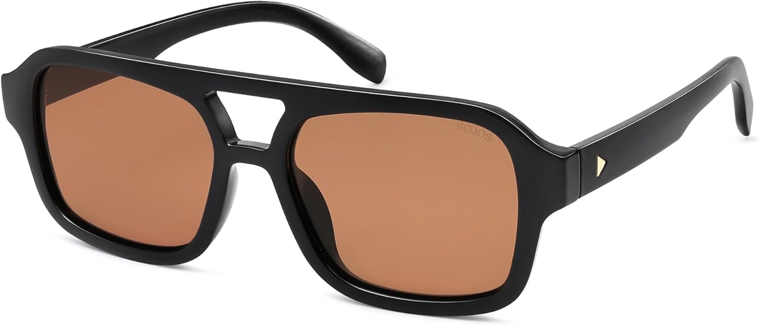 SOJOS Retro Aviator Sunglasses for Womens Mens Polarized Trendy Square Designer Inspired Shades 80s 90s Sun Glasses SJ2342