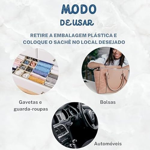 Kit 5 Sachês Perfumados Via Aroma Para Guarda-Roupa, Armários, Carros (Bamboo)