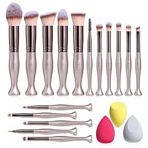BS-MALL Makeup Brushes Stand Up Premium Synthetic Foundation Powder Concealers Eye Shadows (16champange)