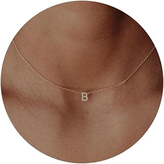 Initial Necklaces for Women, Dainty Gold Letter Necklace 14k Gold Plated Personalized CZ Initial Necklace Monogram Diamond Name Choker Necklace for Women Trendy Gold Jewelry for Women Gifts
