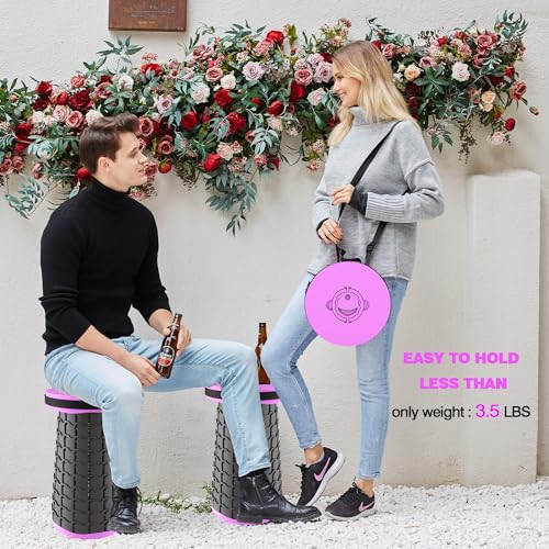 Image of ALEVMOOM Upgraded XXL Collapsible Stool with Cushion 19.7 inch,1000lbs Max Weight,Wider & Taller Pop Up Seat, Heavy Duty Portable Retractable Folding Chair or Travel Foot Rest for Camping & Outdoors