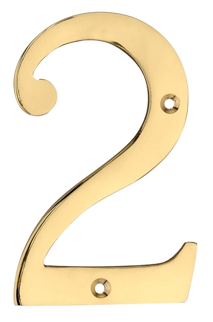 CARBON Coral Metal Crafts Brass Numbers 6 Inch House Door Numbers 2 Golden-image-1