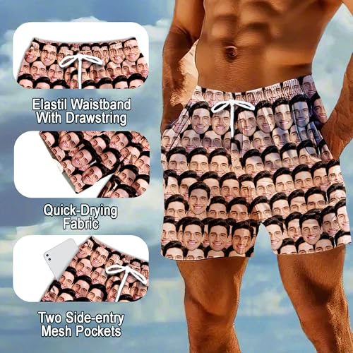 FunStudio Personalized Quick Dry Beach Board Shorts with Face Gift for Husband Custom Mens Swim Trunks for Men Dad Boyfriend4