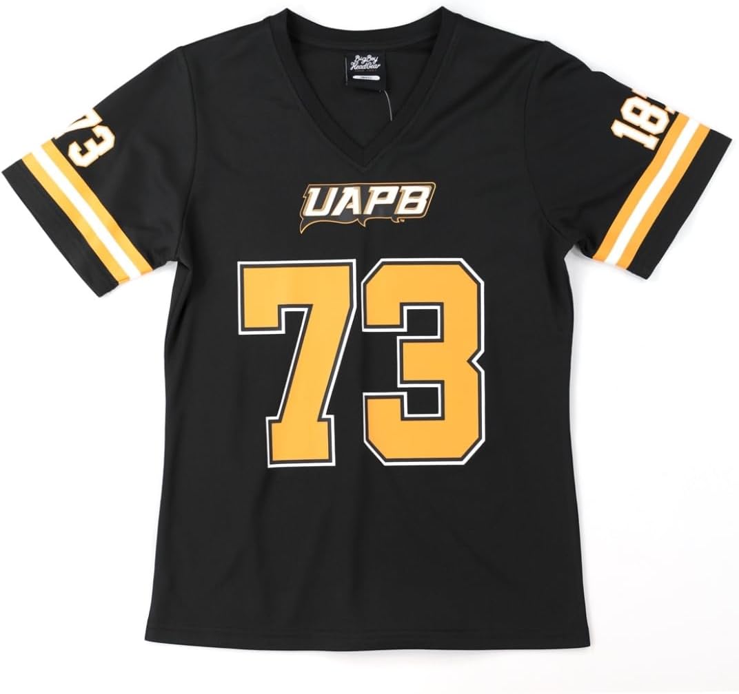 Big Boy Arkansas at Pine Bluff Golden Lions S2 Womens Football Jersey Tee [Black] - ID#74960-15-207-0-0