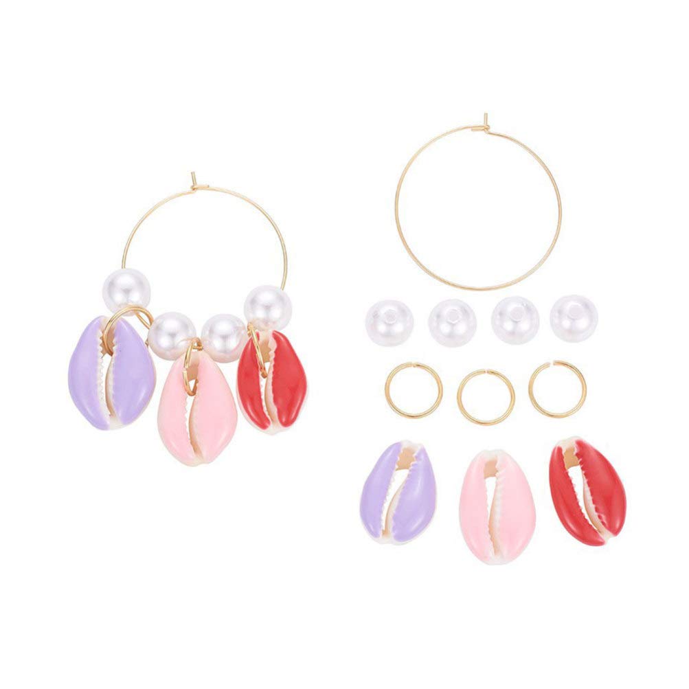 Milisten 125pcs DIY Earring Making Kit Shell Dangle Drop Earring Pearl Nautical Beach Boho Statement Earrings for Jewelry Making Supplies