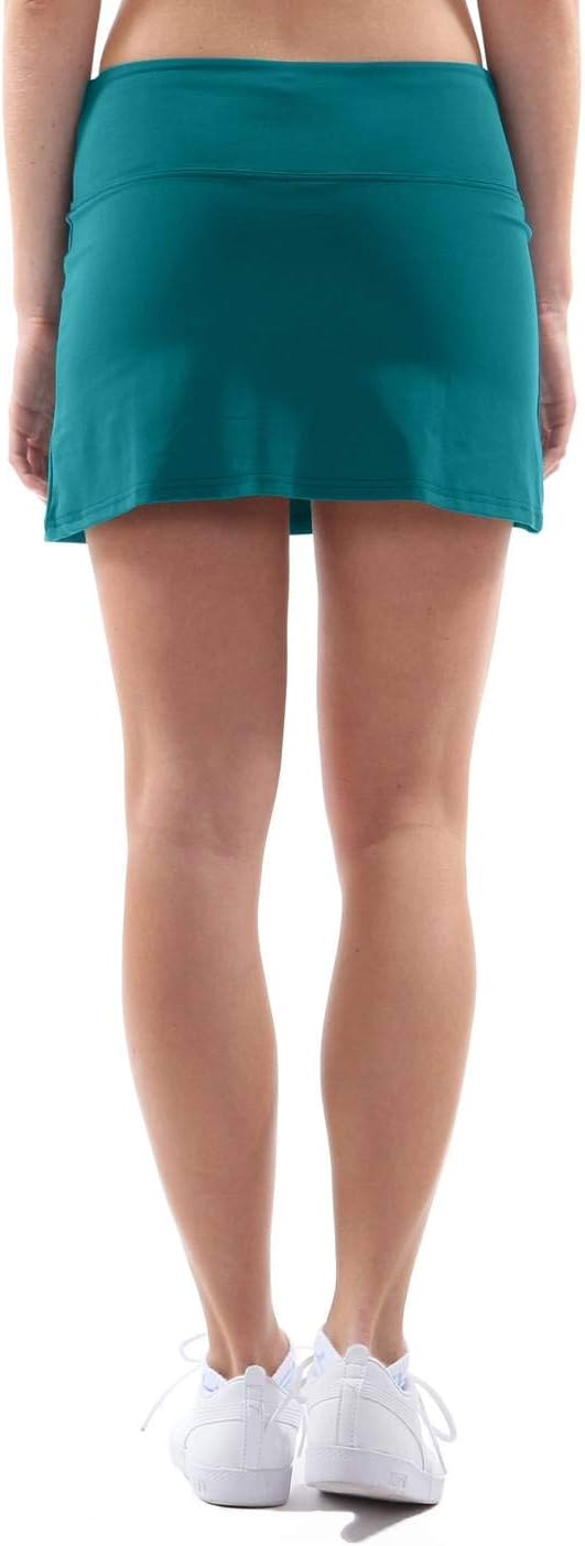 Sportkind Girls & Women Tennis Hockey Golf Basic Skort Skirt with Inner Shorts Breathable UV Protection Petrol Green L