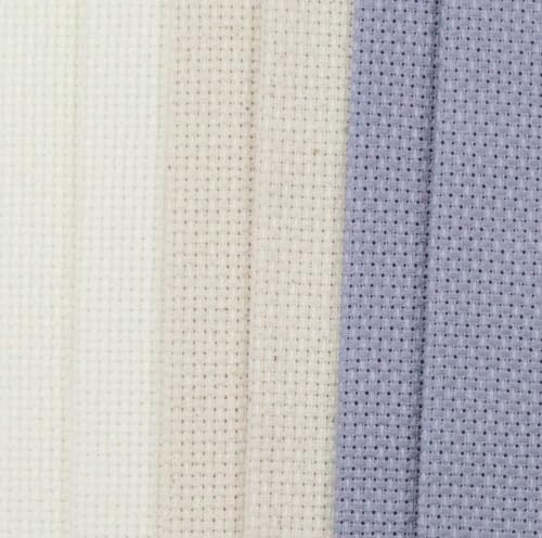 Image of KCS 4 /6 pc of 12 inch x 18 inch(30cmx45cm) 16 Count Cotton Aida Cloth Cross Stitch Fabric (6 pc,Antique White+Oatmeal+Light Steel Grey)