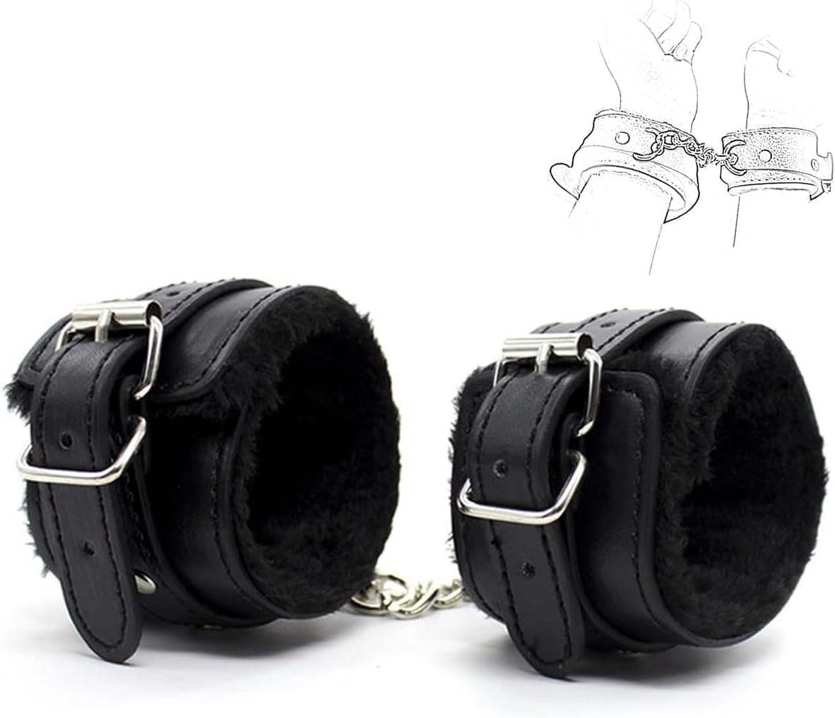Kit Benda e Manette in Raso - Maschera Occhi Nera e Bracciale Regolabile (Nero)