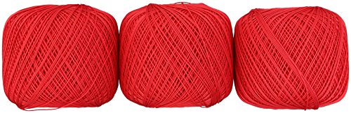 オリムパス製絲 金票 レース糸 #18 Col.700 レッド 系 50g 約210m 3玉セット