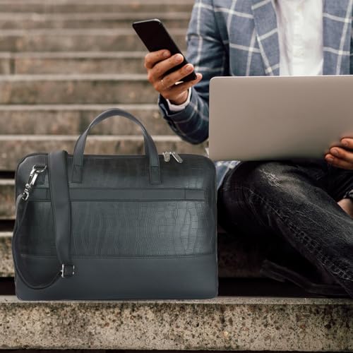Image of Nautica Padded Laptop Sleeve Stylish Leatherette Bag | Waterproof Protective Cover with Handle & Detachable Sling Strap | Compact and Comfortable for Travelling | Suitable up to 15.6 Inch Laptop