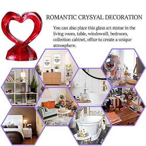 H&D Hyaline & Dora Red Crystal Heart Art Sculpture Glass Glaze Statues Table Centerpiece Home Wedding Decoration Lady Gift #TOP6