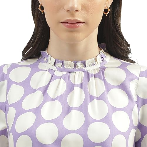 Image of UNITED COLORS OF BENETTON Women's Regular Fit Ruffled Neck Printed Tops