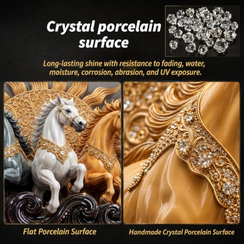 Image of 7 Horses Wall Decor Artwork for Home & Office Decoration | Amber Brown