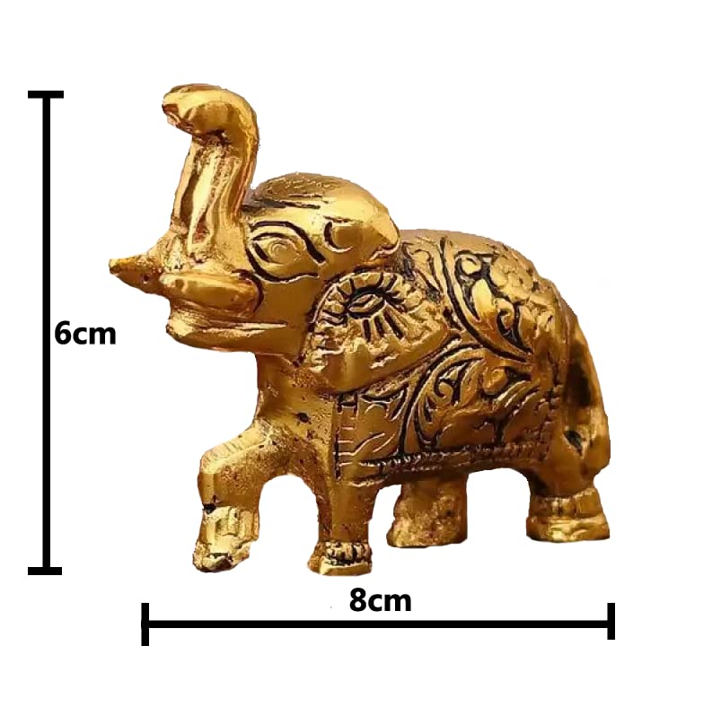 Image of Metal Elephant Trunk Up Pack of 2 pcs Set Showpiece Decorative Figurine Gift Items