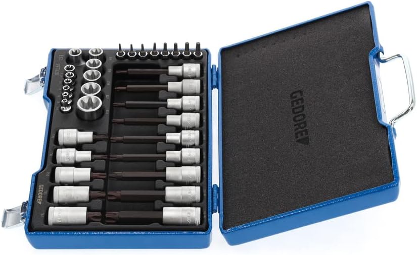 GEDORE 19 TX 20 Screwdriver bit Socket Set 1/2"+1/4" 34 pcs TORX